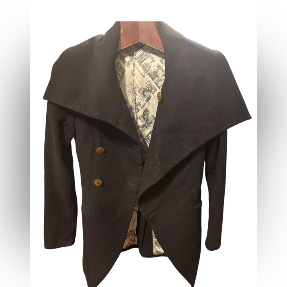 Vivienne Westwood wool cashmere Men's Black  Peacoat Jacket size 44